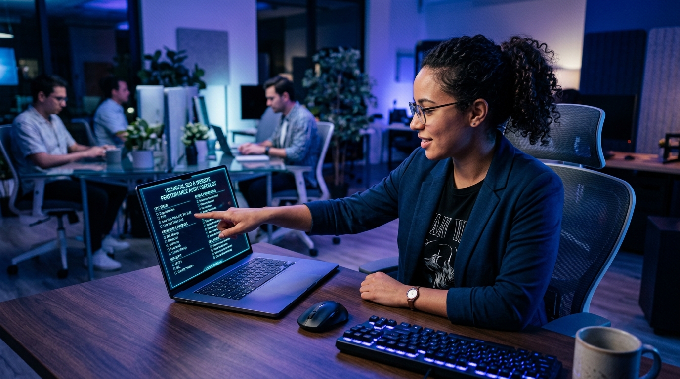 Developer conducting technical SEO and Core Web Vitals audit