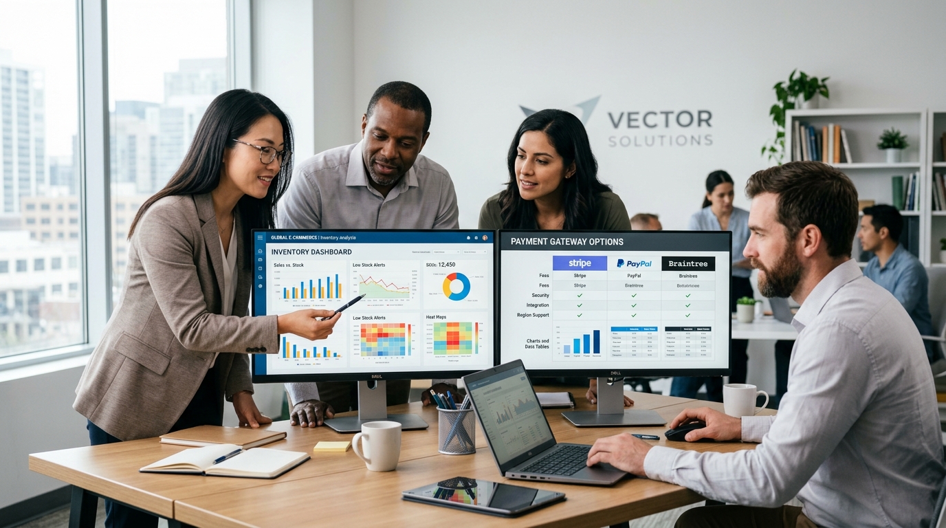 E-commerce analytics dashboard and payment options comparison